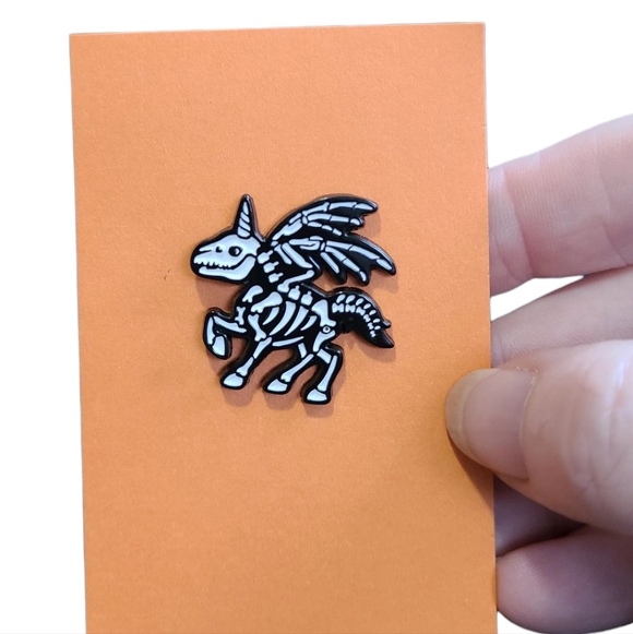 Skeleton Unicorn Enamel Pin - Picture 1 of 3